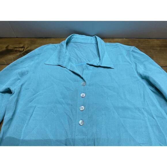 Fridaze Linen Redefined 100% Linen Lagenlook Tunic Top Size Large Blue - Picture 4 of 14